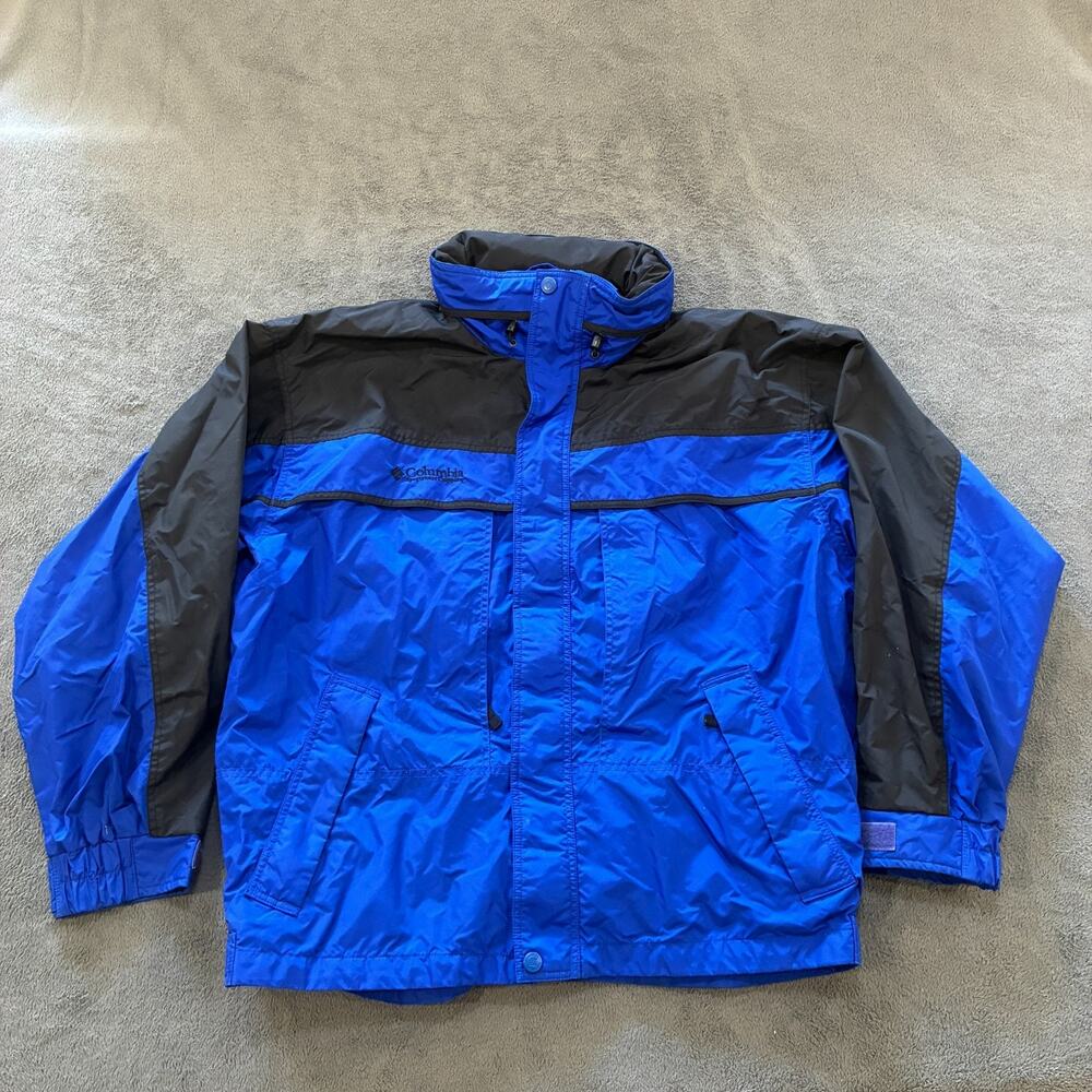 Vintage Columbia Logan Pass Blue Black Outdoor Full Zip Winter Jacket Men's Sz L